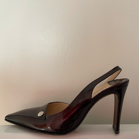 Louis Vuitton Burgandy Patent Leather Slingback Size 35